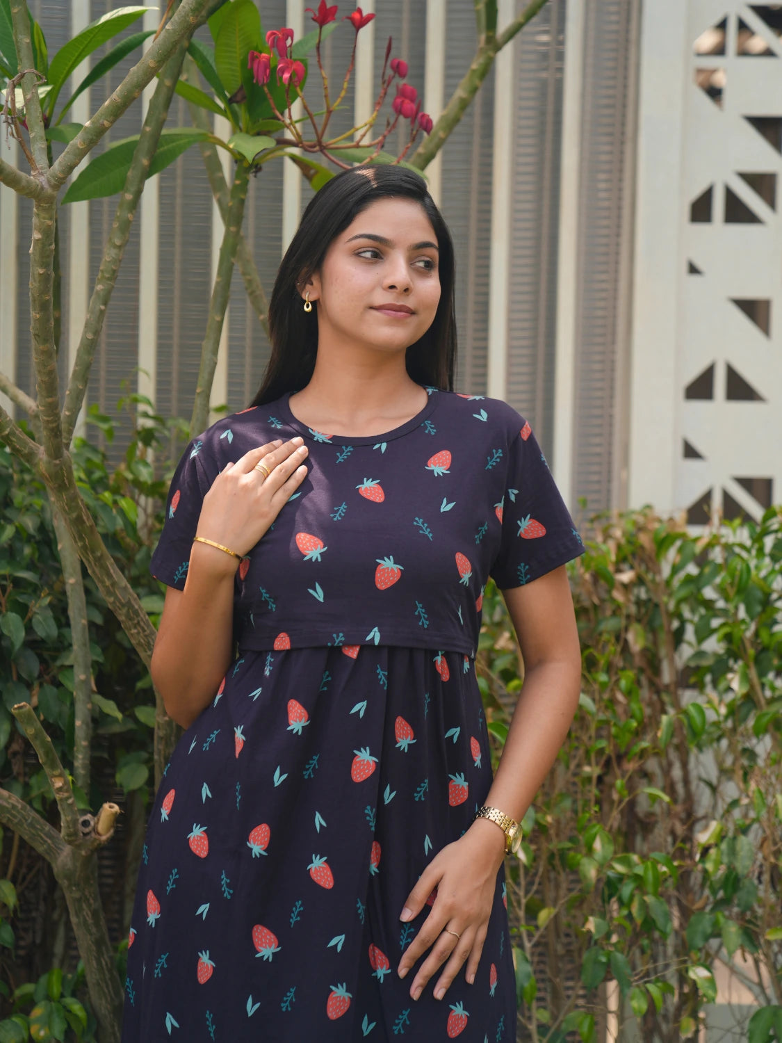 Navy Strawberry Full Length