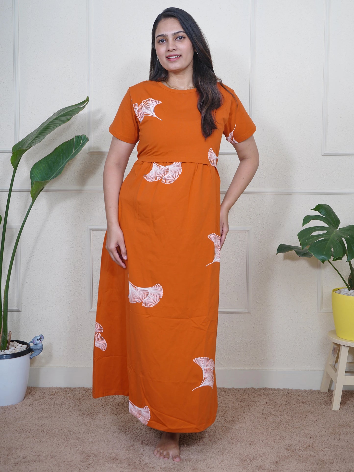 Rust Orange Feather Full Length