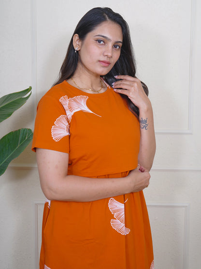 Rust Orange Feather Full Length