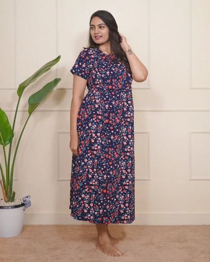 Navy mini flowers Full Length