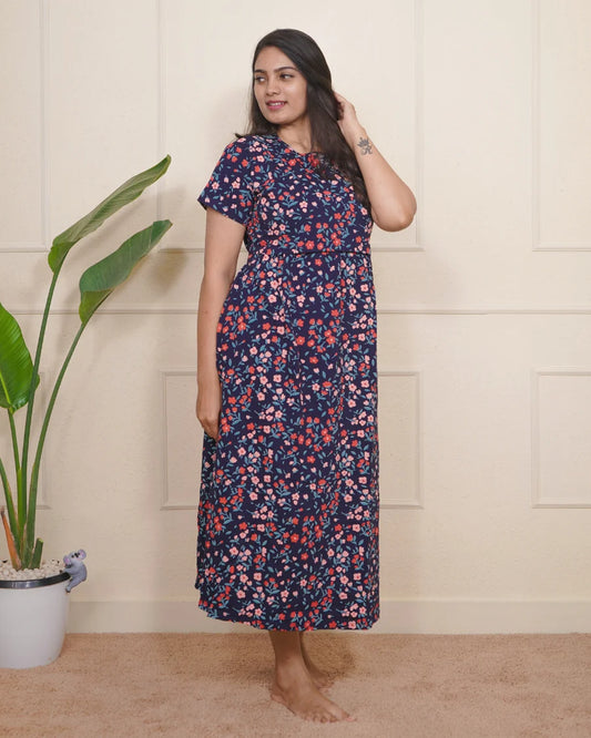 Navy mini flowers Full Length