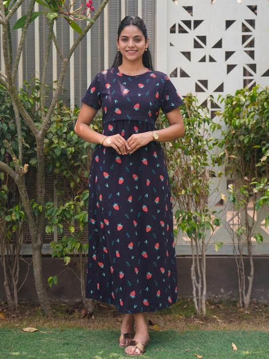 Navy Strawberry Full Length