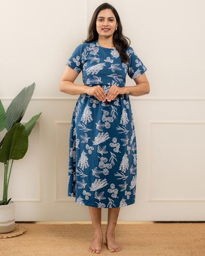 Denim leaves Calf Length