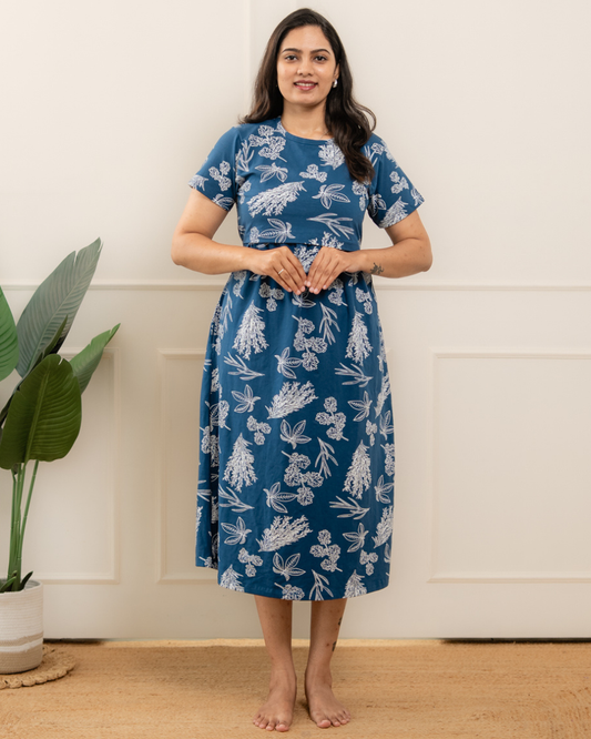 Denim leaves Calf Length