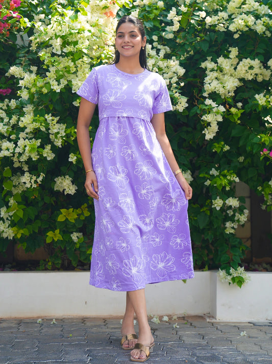 Purple Floral Full Length