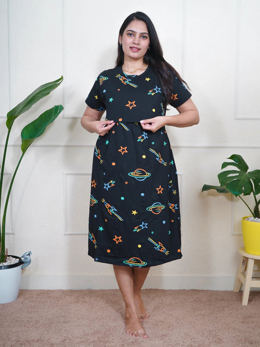 Black Multi Space Calf Length