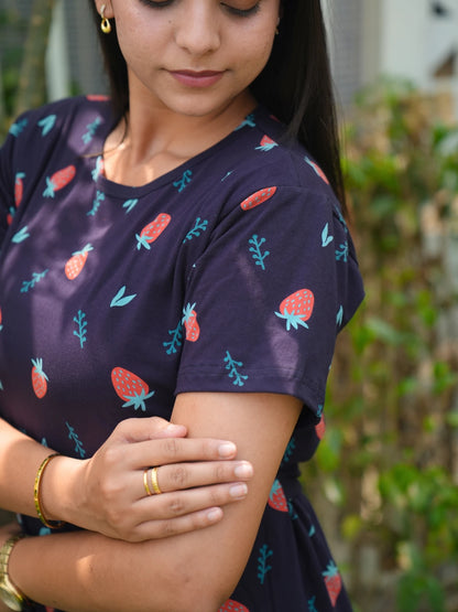Navy Strawberry Full Length