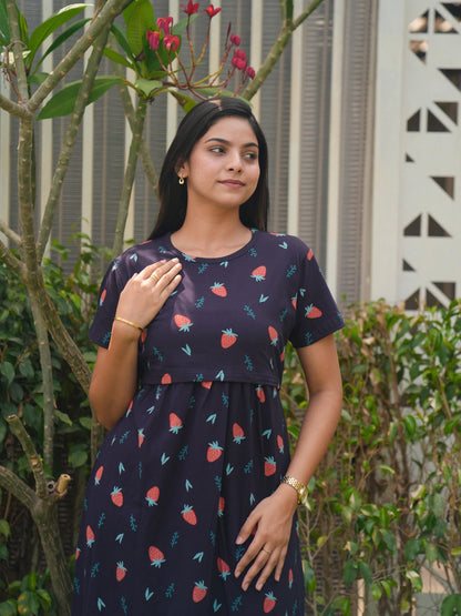 Navy Strawberry Full Length