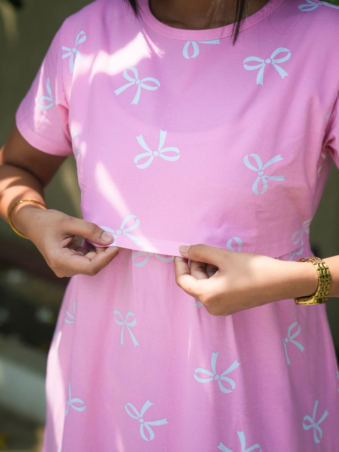 Pink Bow Calf Length