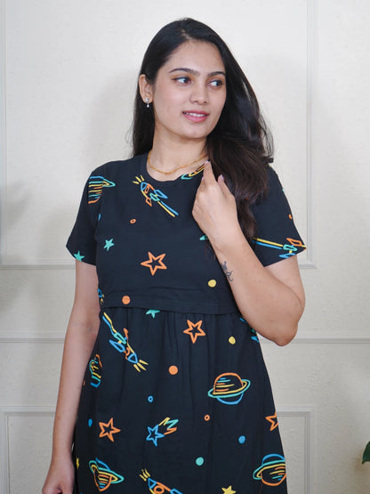 Black Multi Space Calf Length