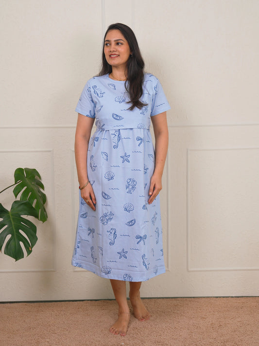 Blue Sea Animal Calf Length