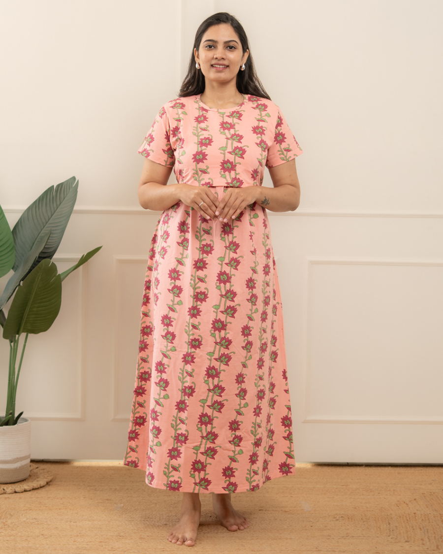 Pink stem flowers Full Length