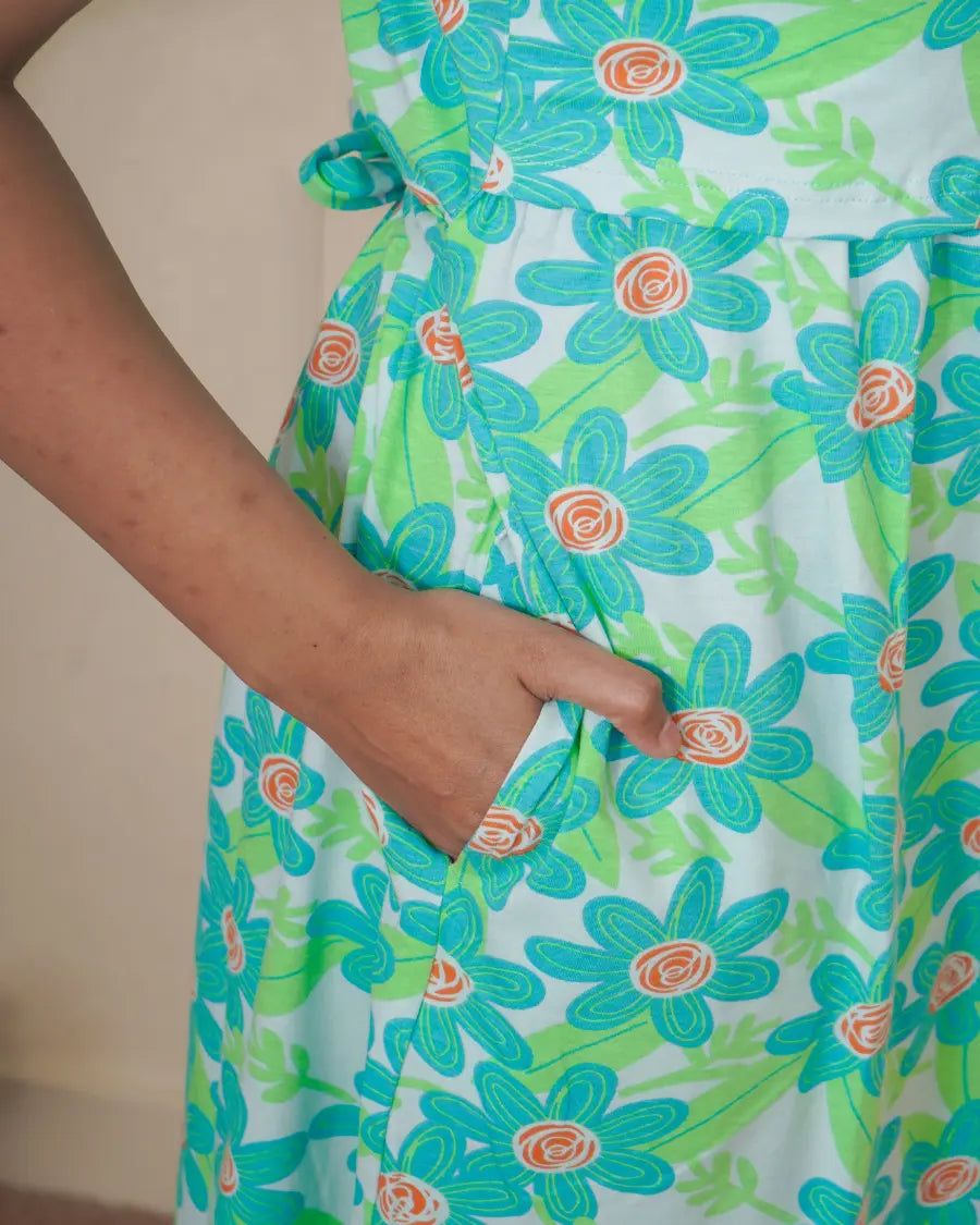 Teal blue floral Full Length