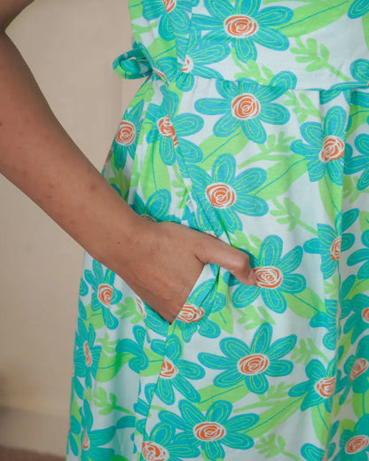 Teal blue floral Full Length