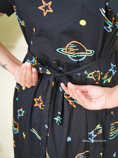Black Multi Space Calf Length