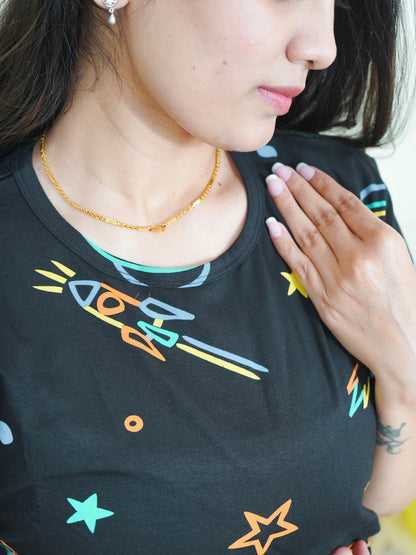 Black Multi Space Calf Length