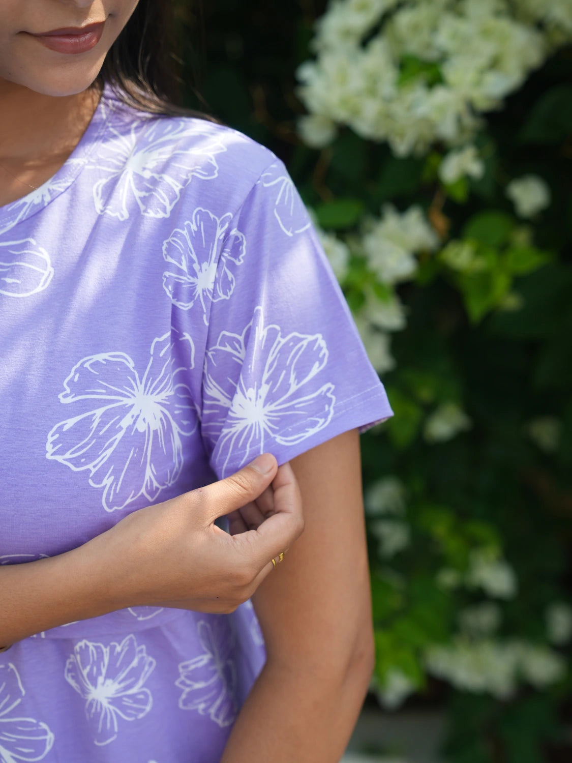 Purple Floral Calf Length