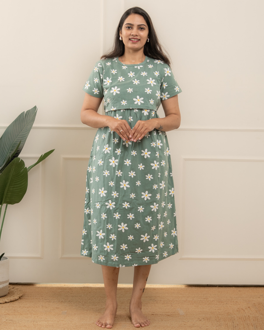 Mint daisy Calf Length