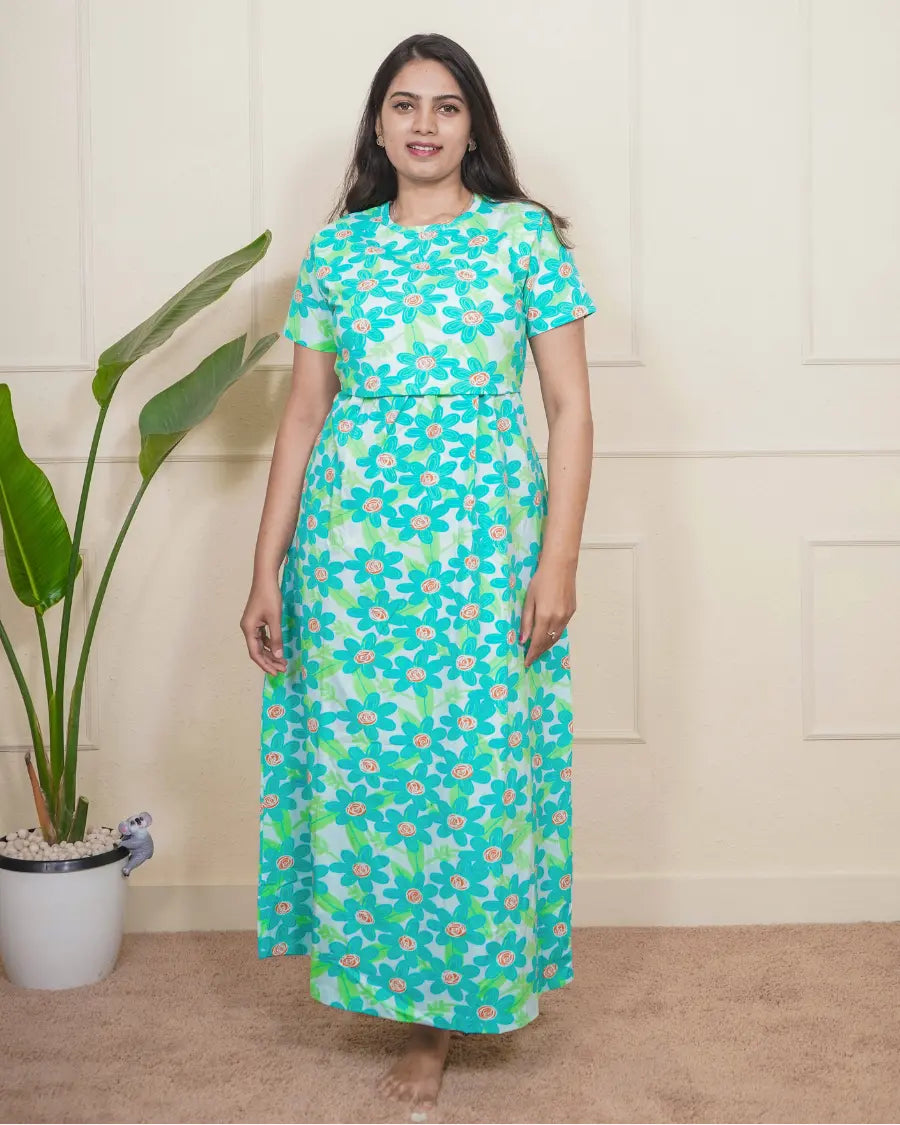 Teal blue floral Full Length