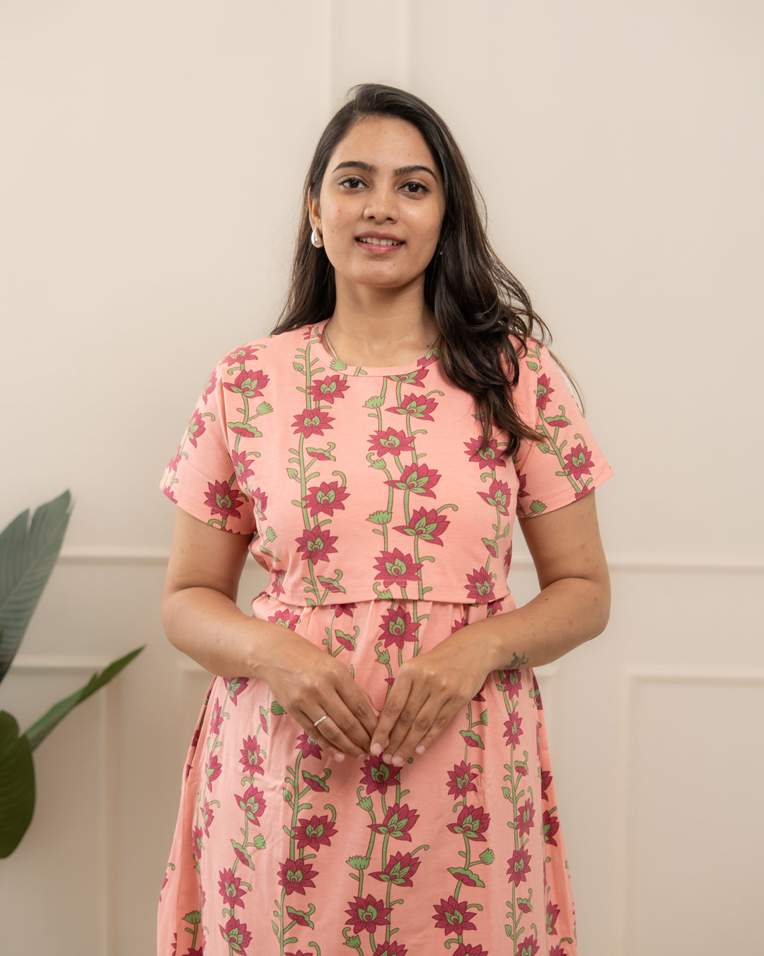 Pink stem flowers Full Length