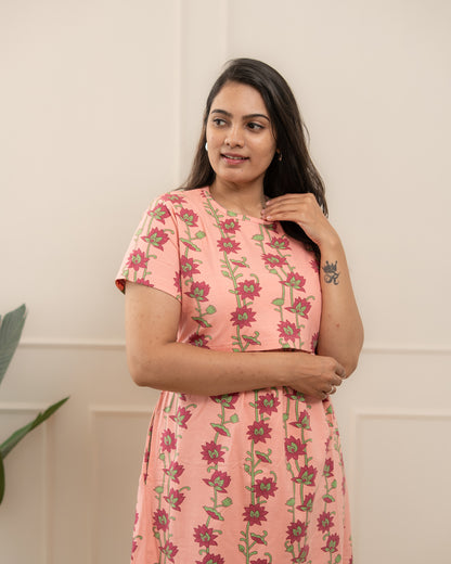 Pink stem flowers Full Length