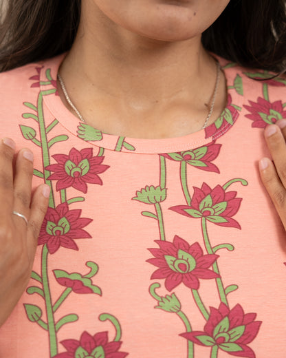 Pink stem flowers Full Length